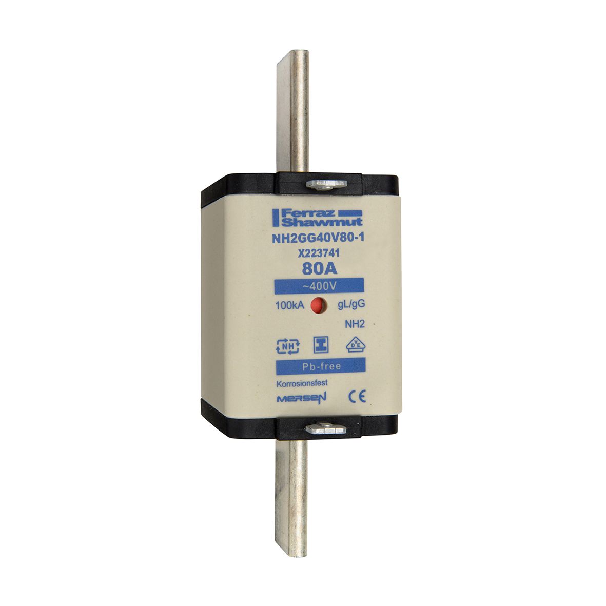 X223741 - NH fuse-link gG, 400VAC, size 2, 80A double indicator/insulated tags